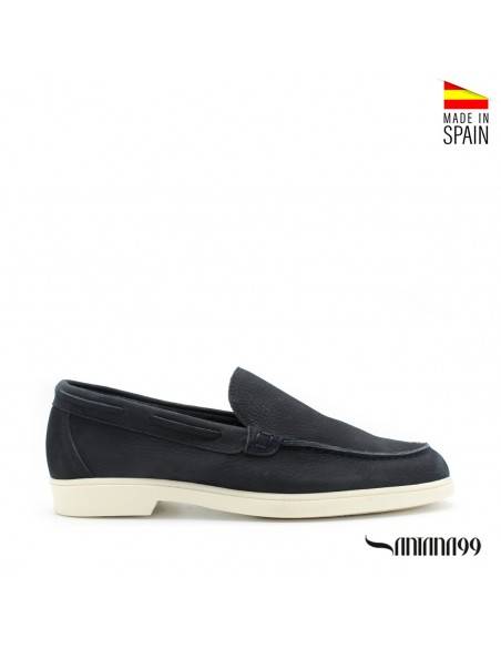 mocasín nobuck hombre azul marino