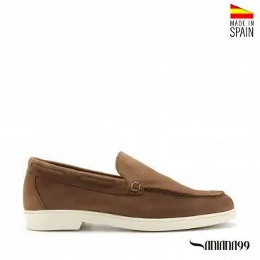mocasín nobuck hombre marrón