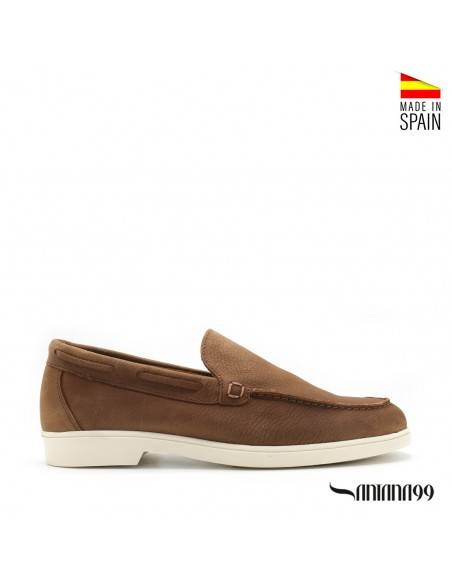mocasín nobuck hombre marrón