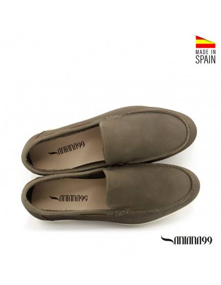 mocasín de piel verde para hombre