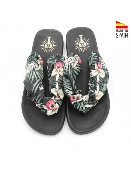 SANDALIAS TELA SATINADA FLORES