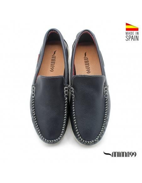 MOCASINES azul marino DE PIEL PARA HOMBRE