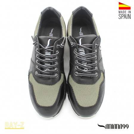 zapatillas piel hombre NEGRAS