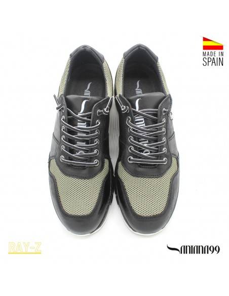 zapatillas piel hombre NEGRAS
