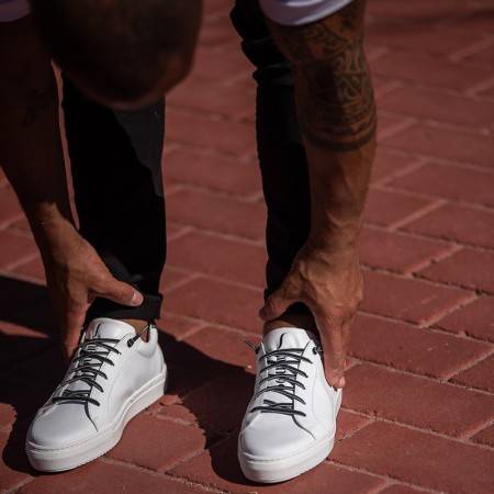 Zapatillas casual de piel blanca para hombre - Santana99