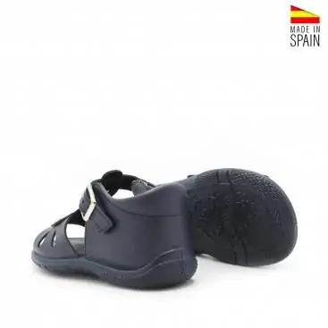 sandalia bebe piel azul marino