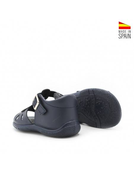 sandalia bebe piel azul marino