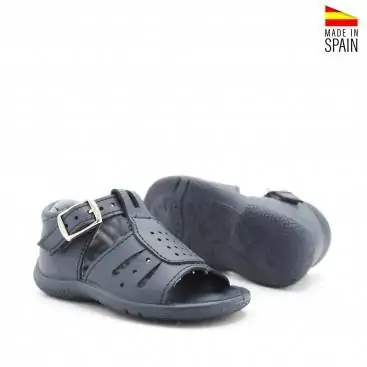 sandalia bebe piel azul marino