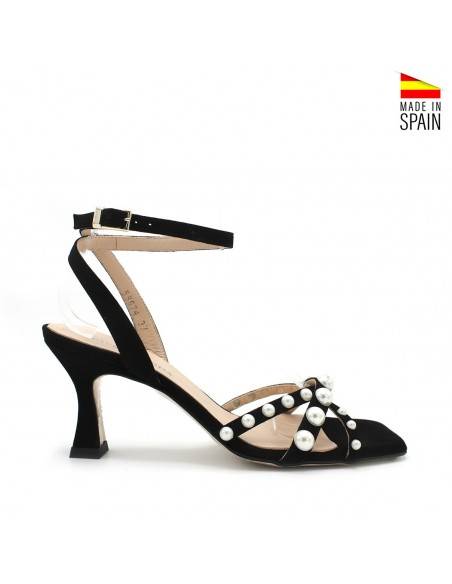 sandalia tacón negra