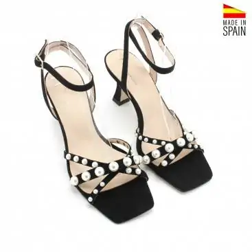 sandalias tacón negras de marca